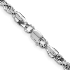 Rhodium-plated Silver 3.5mm Diamond-cut Rope Chain