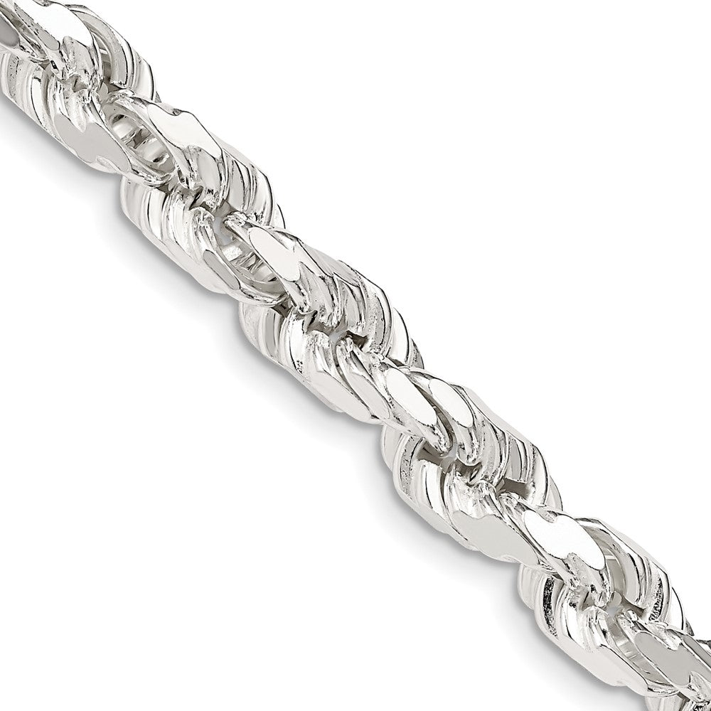 Sterling Silver 7mm Diamond-cut Polished Rope Chain