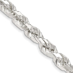 Sterling Silver 7mm Diamond-cut Polished Rope Chain