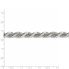 Cadena de cuerda con corte de diamante de 8 mm de plata de ley