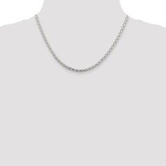 Sterling Silver 3.7mm Polished Diamond-cut Spiga Chain
