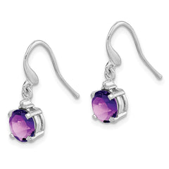 Rhodium-plated Sterling Silver Amethyst and Diamond Wire Earrings