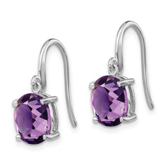 Rhodium-plated Sterling Silver Amethyst Wire Earrings