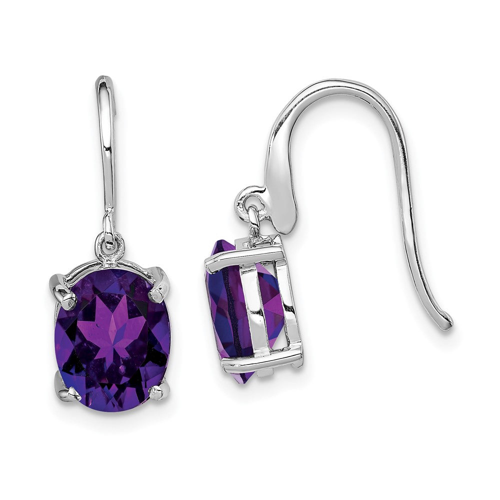 Rhodium-plated Sterling Silver Amethyst Wire Earrings