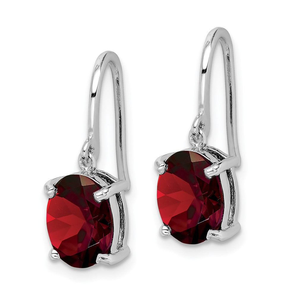 Rhodium-plated Sterling Silver Garnet Wire Earrings