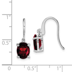 Rhodium-plated Sterling Silver Garnet Wire Earrings