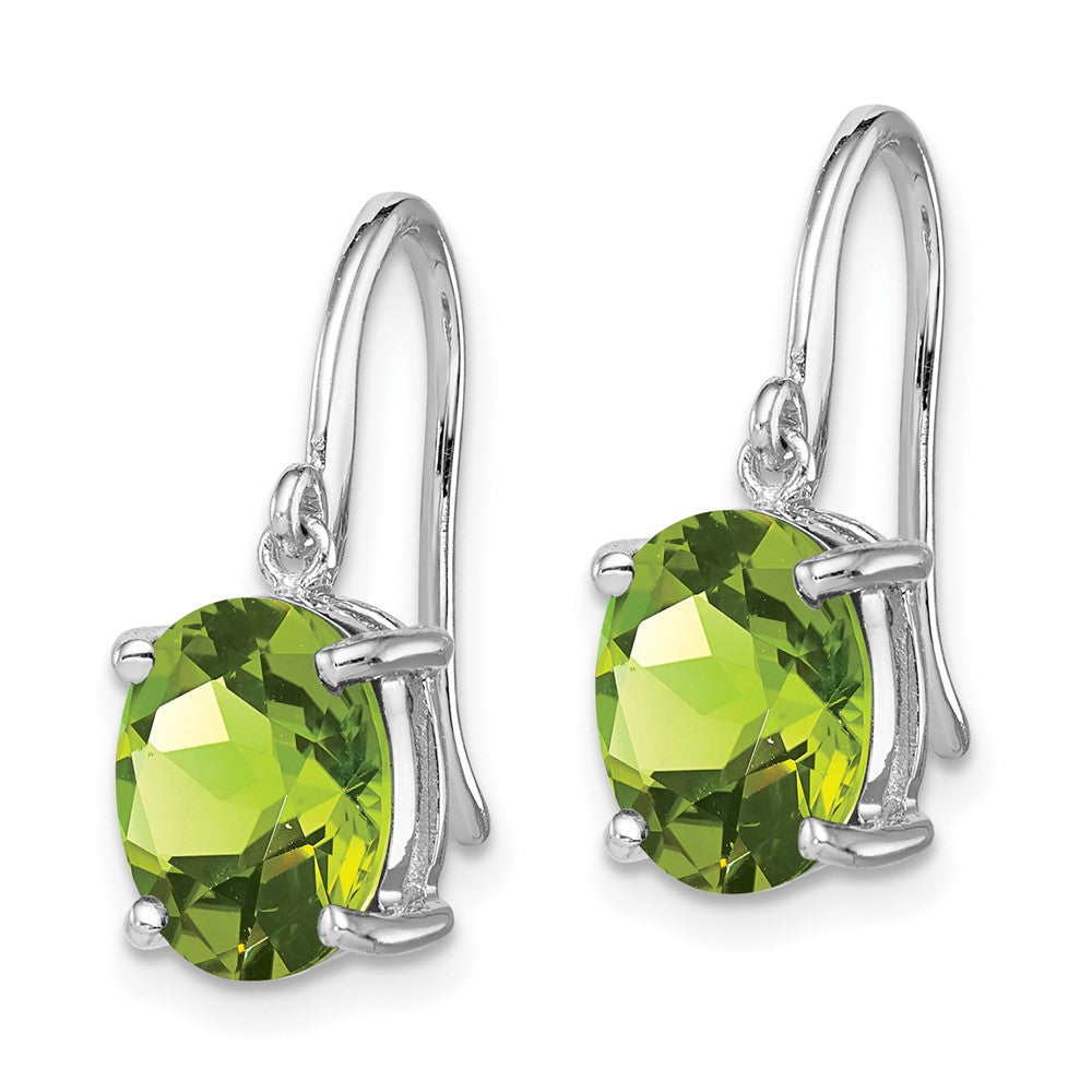 Rhodium-plated Sterling Silver Peridot Wire Earrings