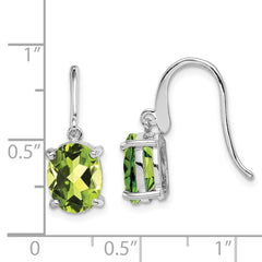 Rhodium-plated Sterling Silver Peridot Wire Earrings