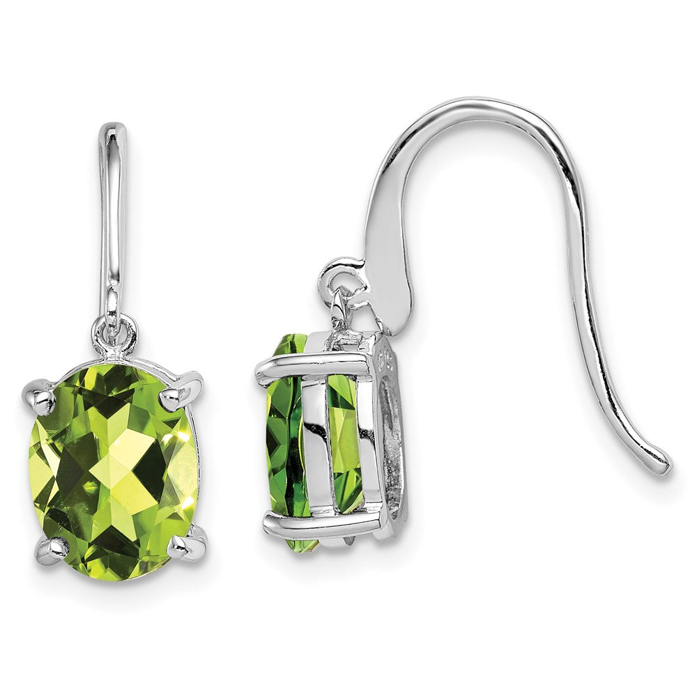 Rhodium-plated Sterling Silver Peridot Wire Earrings
