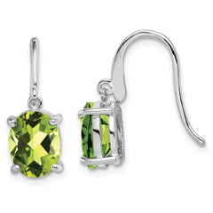 Rhodium-plated Sterling Silver Peridot Wire Earrings