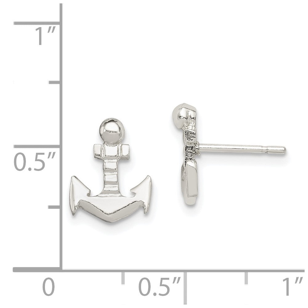 Sterling Silver Anchor Mini Post Earrings