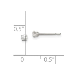 Sterling Silver 2.5mm Round Snap Set CZ Stud Earrings