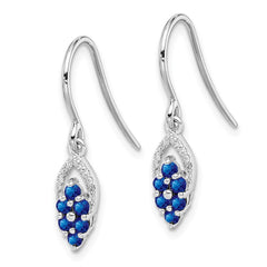 Rhodium-plated Sterling Silver Diamond & Sapphire Shepherd Hook Earrings