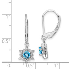 Rhodium-plated Sterling Silver Diamond and Blue Topaz Earrings