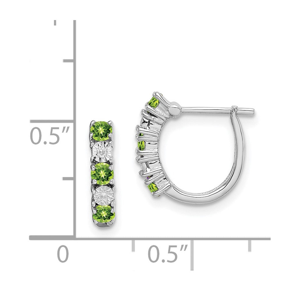 Rhodium-plated Sterling Silver Peridot and Diamond Earrings
