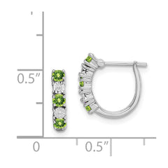 Rhodium-plated Sterling Silver Peridot and Diamond Earrings
