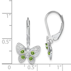 Rhodium-plated Sterling Silver Peridot and Diamond Earrings