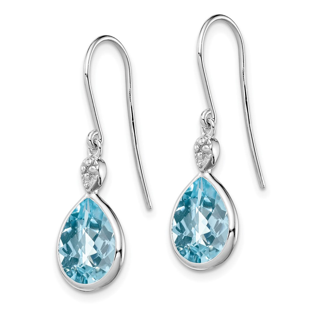 Rhodium-plated Sterling Silver Diamond and Blue Topaz Earrings