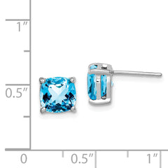 Rhodium-plated Sterling Silver London Blue Topaz Stud Earrings