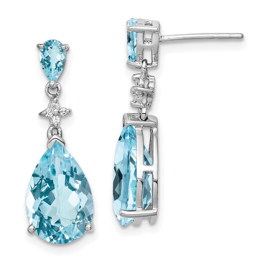 Rhodium-plated Sterling Silver Blue and White Topaz Earrings