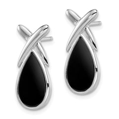 Sterling Silver Onyx Teardrop Earrings