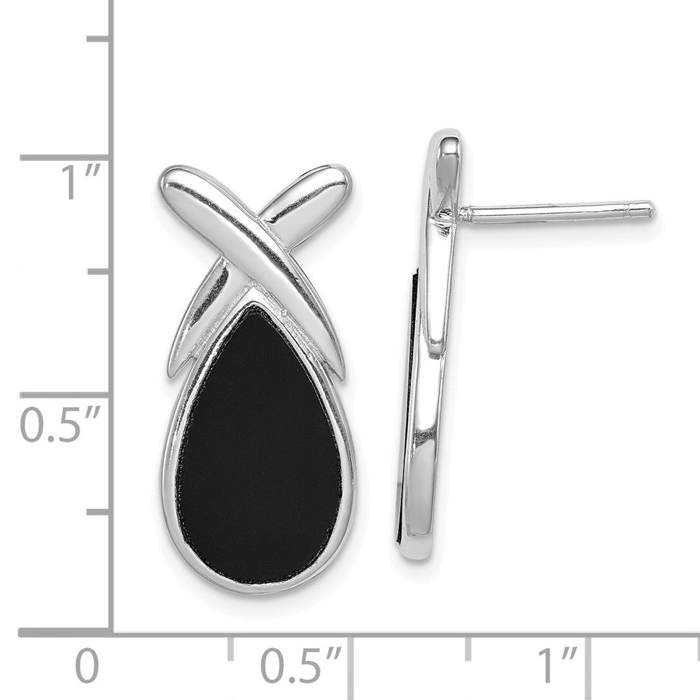 Sterling Silver Onyx Teardrop Earrings