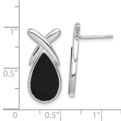 Sterling Silver Onyx Teardrop Earrings