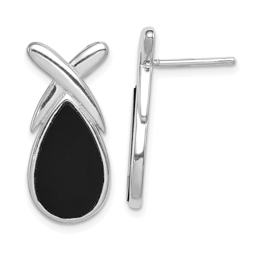Sterling Silver Onyx Teardrop Earrings