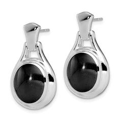 Sterling Silver Oval Onyx Earrings