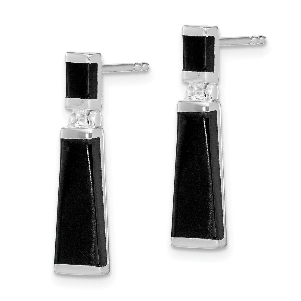 Sterling Silver Onyx Tapered Drop Earrings
