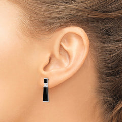 Sterling Silver Onyx Tapered Drop Earrings