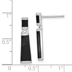 Sterling Silver Onyx Tapered Drop Earrings