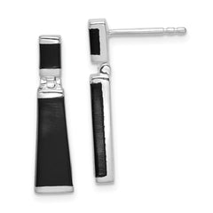 Sterling Silver Onyx Tapered Drop Earrings