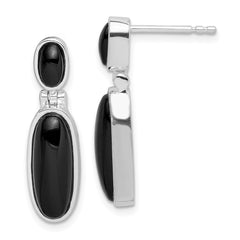 Sterling Silver Onyx Double Drop Earrings