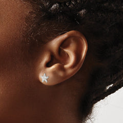 Sterling Silver Starfish Mini Earrings with Diamond-cut Center