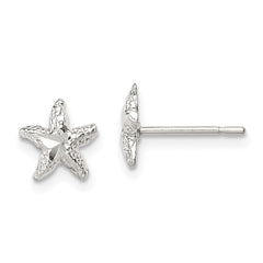 Sterling Silver Starfish Mini Earrings with Diamond-cut Center