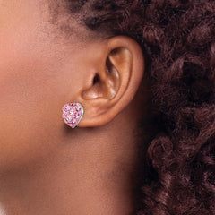 Sterling Silver Pink Preciosa Crystal Heart Post Earrings