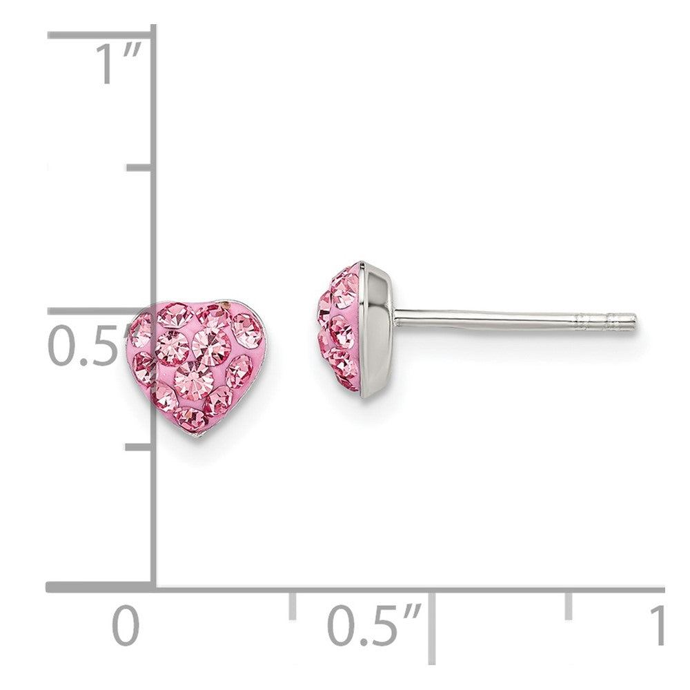 Sterling Silver Pink Preciosa Crystal Heart Post Earrings