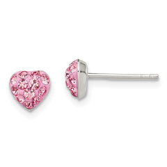 Sterling Silver Pink Preciosa Crystal Heart Post Earrings