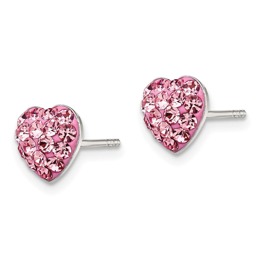 Sterling Silver Pink Preciosa Crystal Heart Post Earrings