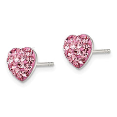 Sterling Silver Pink Preciosa Crystal Heart Post Earrings