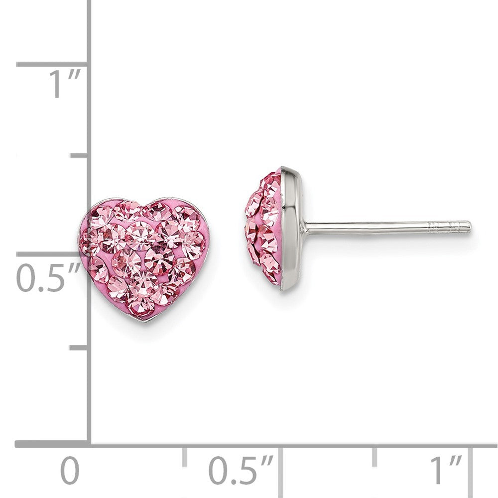 Sterling Silver Pink Preciosa Crystal Heart Post Earrings