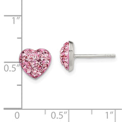 Sterling Silver Pink Preciosa Crystal Heart Post Earrings