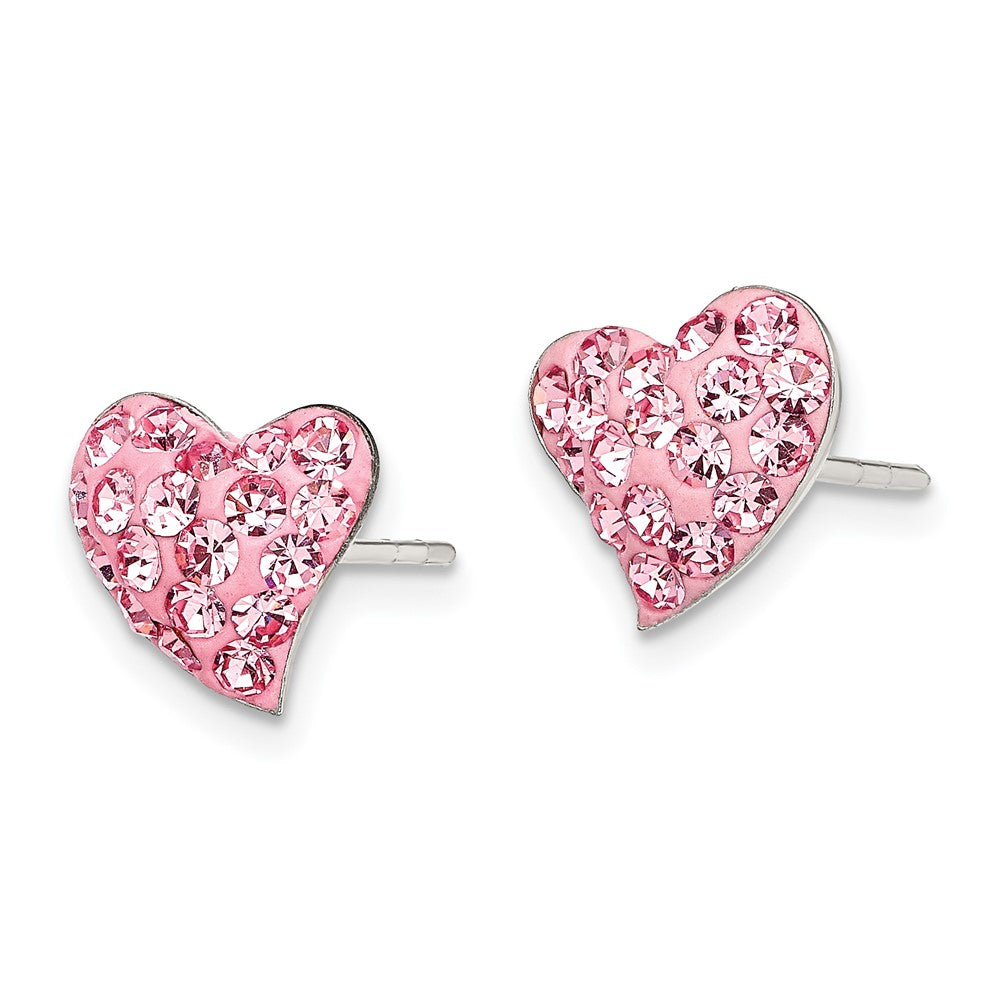 Sterling Silver Pink Preciosa Crystal Heart Post Earrings