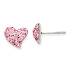 Sterling Silver Pink Preciosa Crystal Heart Post Earrings