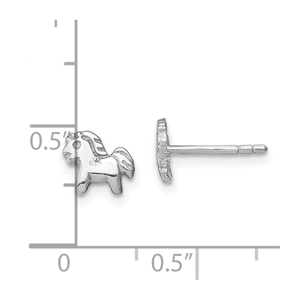 Rhodium-plated Sterling Silver Child's Polished Pony Post Earrings
