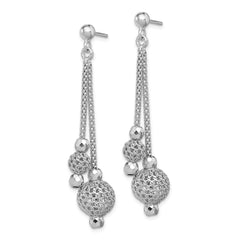Rhodium-plated Sterling Silver Beaded Post Dangle Earrings