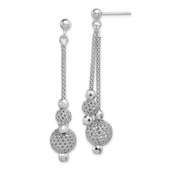 Rhodium-plated Sterling Silver Beaded Post Dangle Earrings