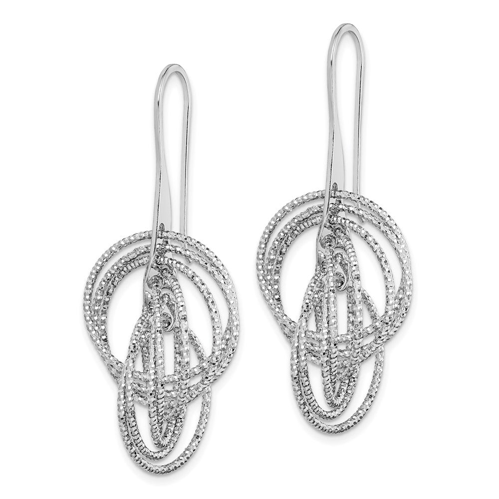 Rhodium-plated Sterling Silver Dangle Diamond-cut Circles Dangle Earrings