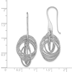 Rhodium-plated Sterling Silver Dangle Diamond-cut Circles Dangle Earrings